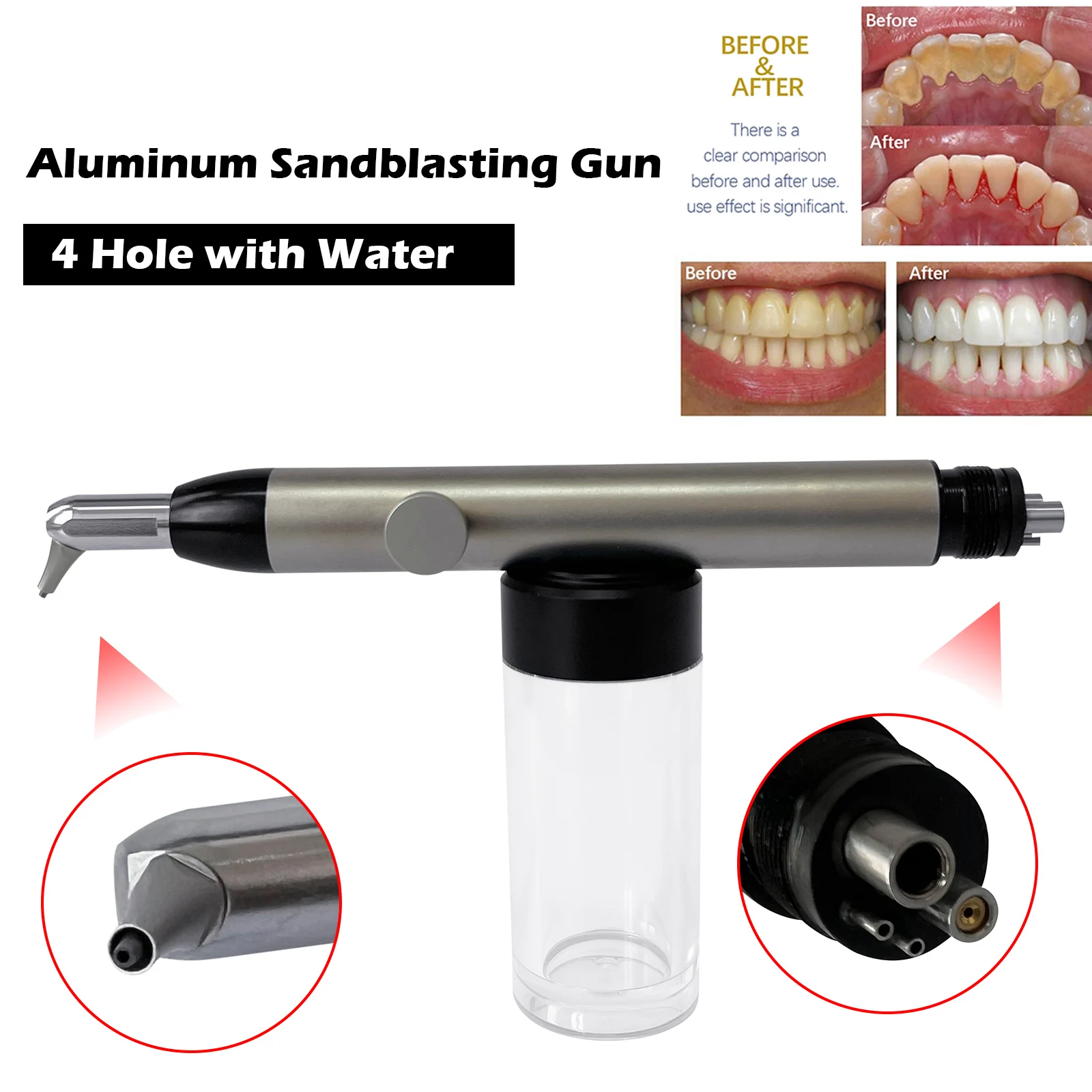 2/4Hole Dental Aluminum Oxide Micro blaster Air Abrasion Polish Microetcher Sandblaster With/No Water