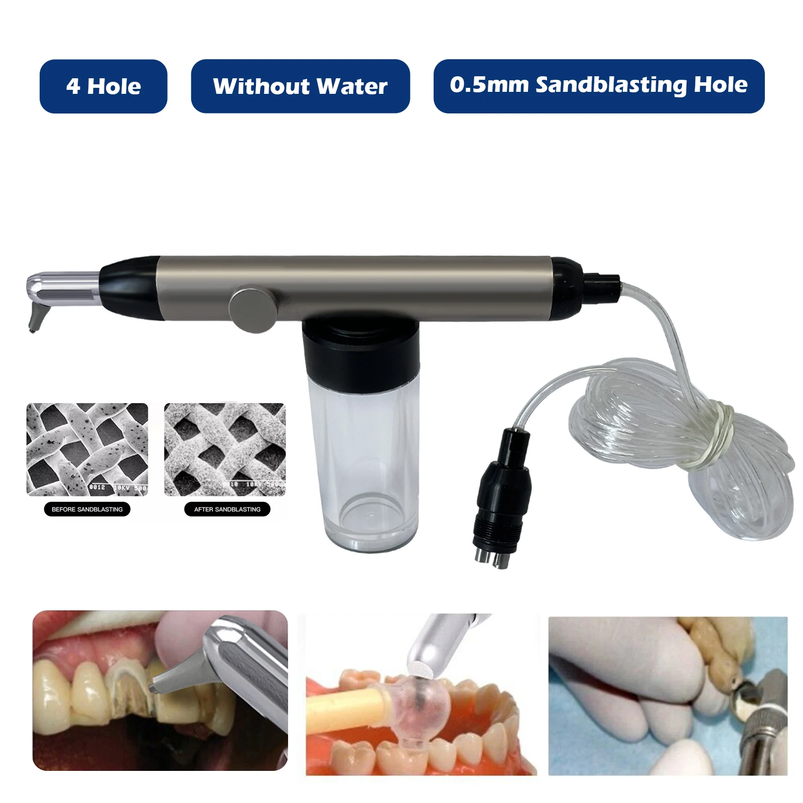 2/4Hole Dental Aluminum Oxide Micro blaster Air Abrasion Polish Microetcher Sandblaster With/No Water