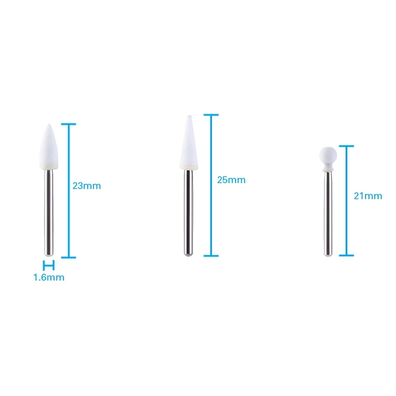JUMTOP 12Pcs/Bag Dental Flame Cone Round White Stone Polisher FG Burs