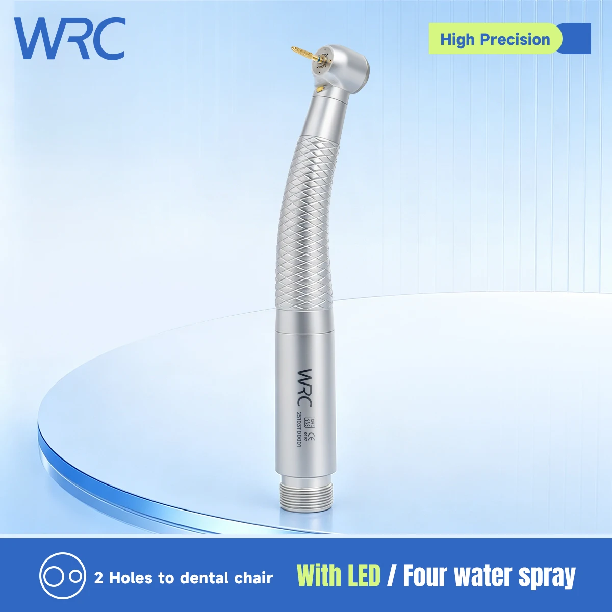 LED High Speed Dental Air Turbine Handpiece Ceramic Bearings 4 Holes Water Spray Cooling Push Button Chuck For Dentist Use
