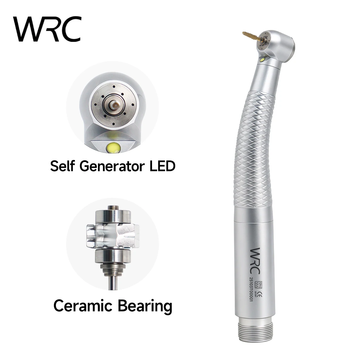 LED High Speed Dental Air Turbine Handpiece Ceramic Bearings 4 Holes Water Spray Cooling Push Button Chuck For Dentist Use