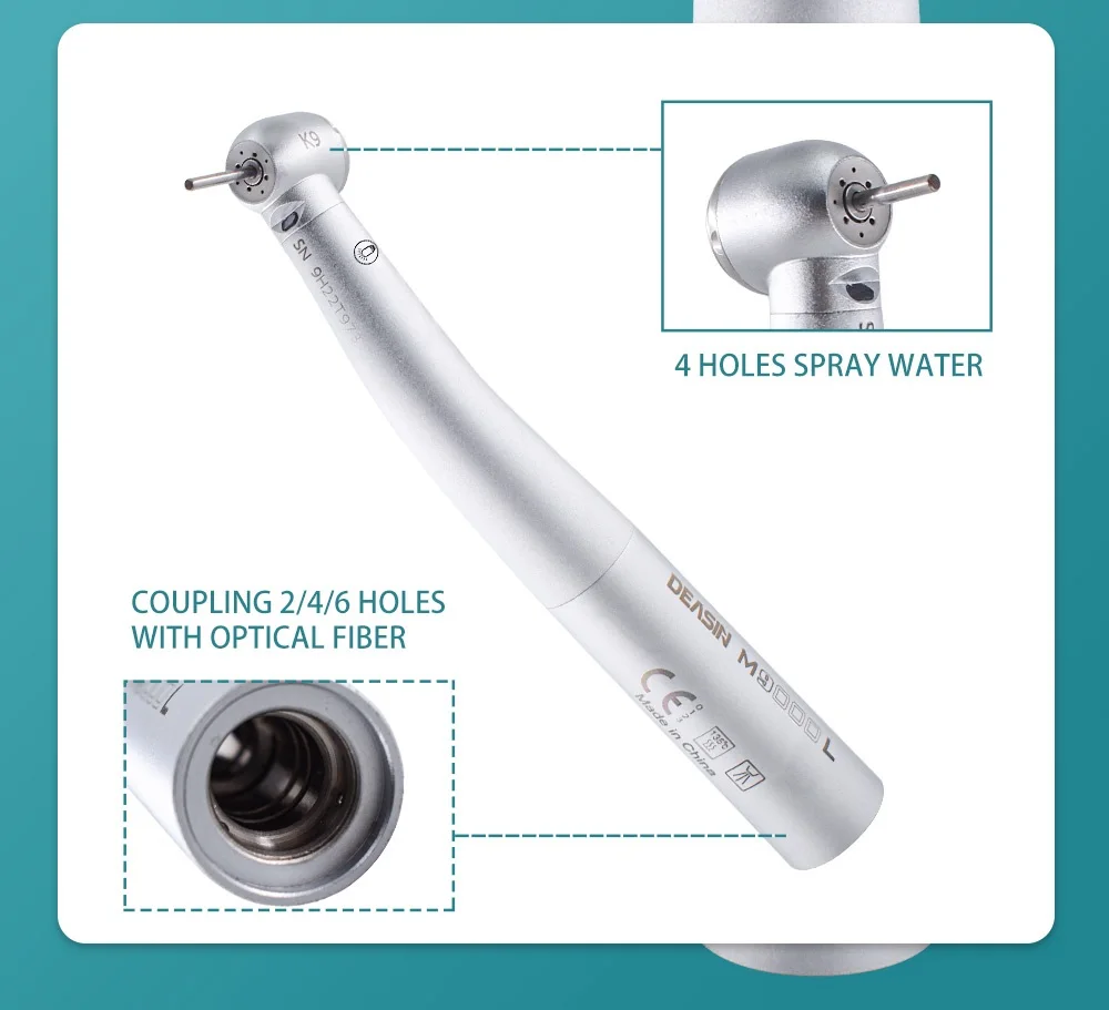 Dental LED 25000 LUX M9000L High Speed Air Turbine Handpiece Fiber Optical Led Big Strength Dentistry Tools For KAVO Coupler