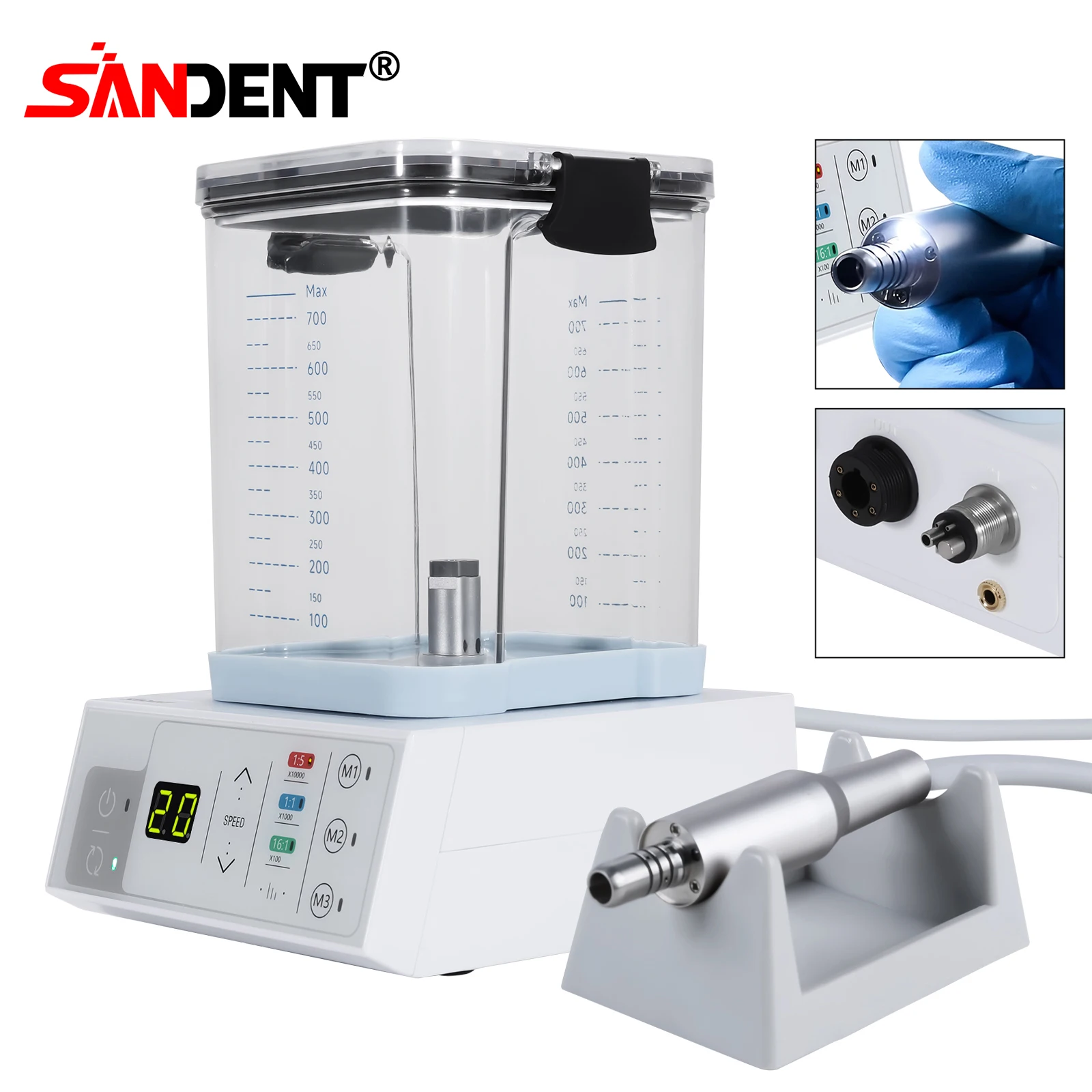 SANDENT Dental 40K RPM LED Brushless Electric Micro Motor E-Type Vector Control System with Water Tank For Practice Surgical