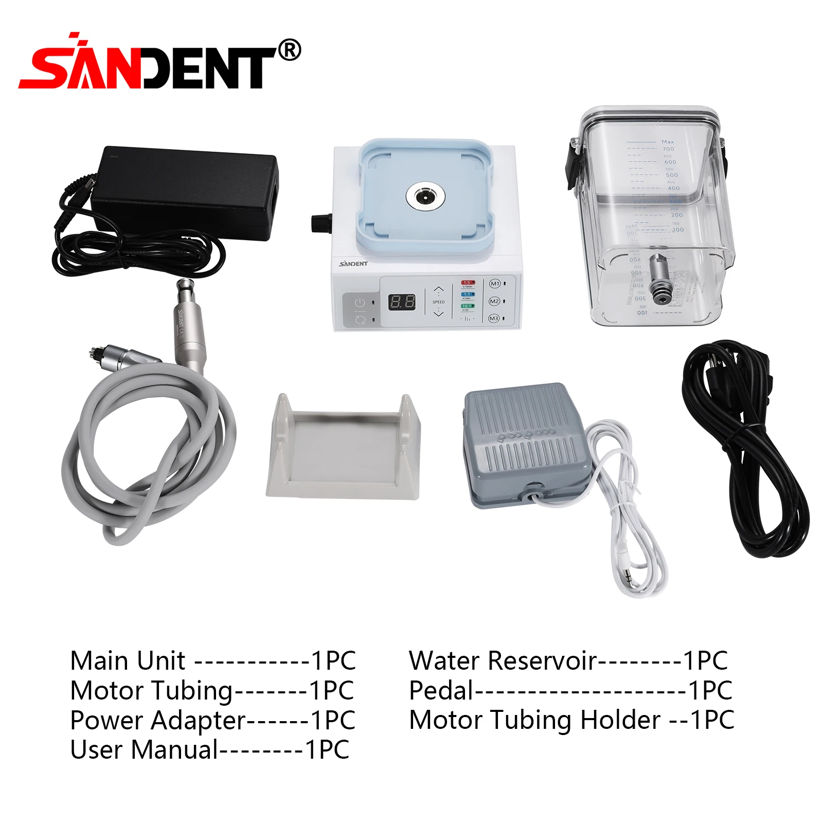 SANDENT Dental 40K RPM LED Brushless Electric Micro Motor E-Type Vector Control System with Water Tank For Practice Surgical