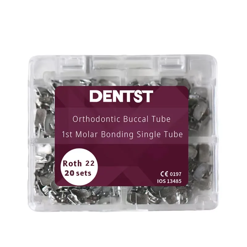 20Sets Orthodontic 1st Molar Convertible Laser Mark Buccal Tube Dental Bondable Roth Single Tubes Mesh Base