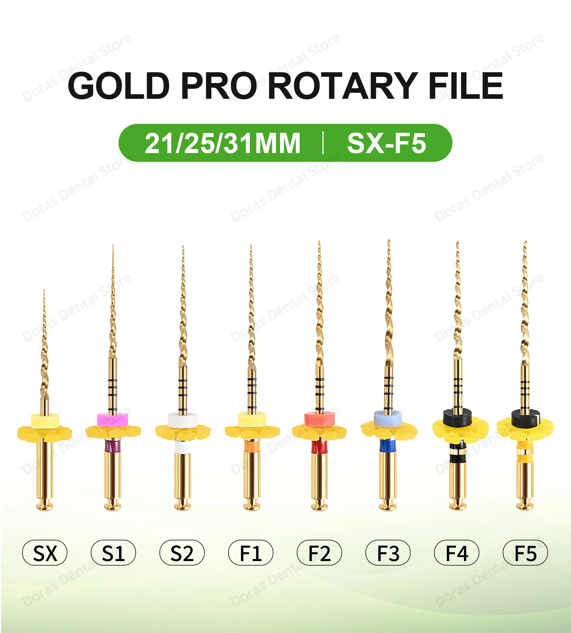 Glin 6 PCS/Pack Dental Flexible Golden Files Heat Activated Endodontic Files Root Canal Treatment Tools For Dentist