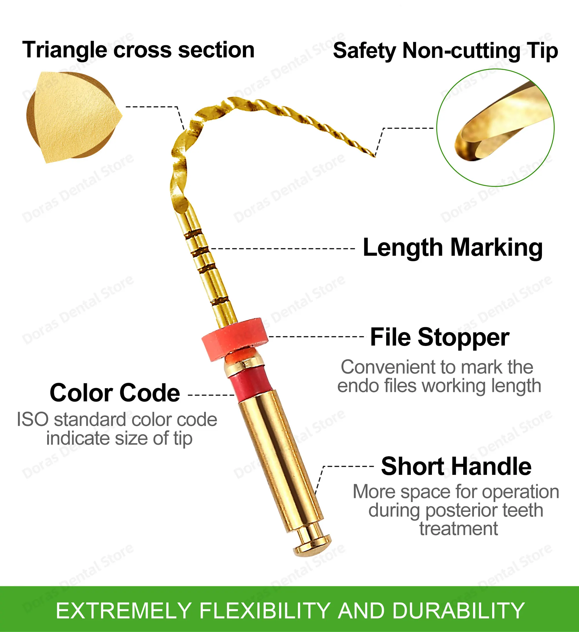 Glin 6 PCS/Pack Dental Flexible Golden Files Heat Activated Endodontic Files Root Canal Treatment Tools For Dentist