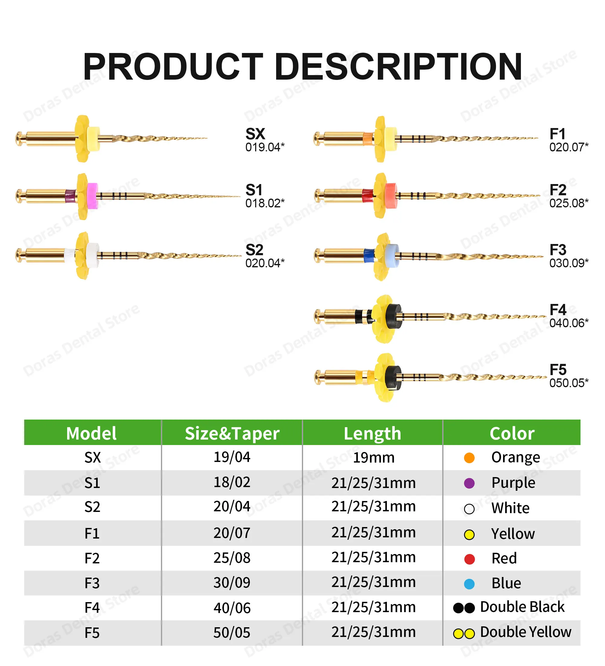 Glin 6 PCS/Pack Dental Flexible Golden Files Heat Activated Endodontic Files Root Canal Treatment Tools For Dentist