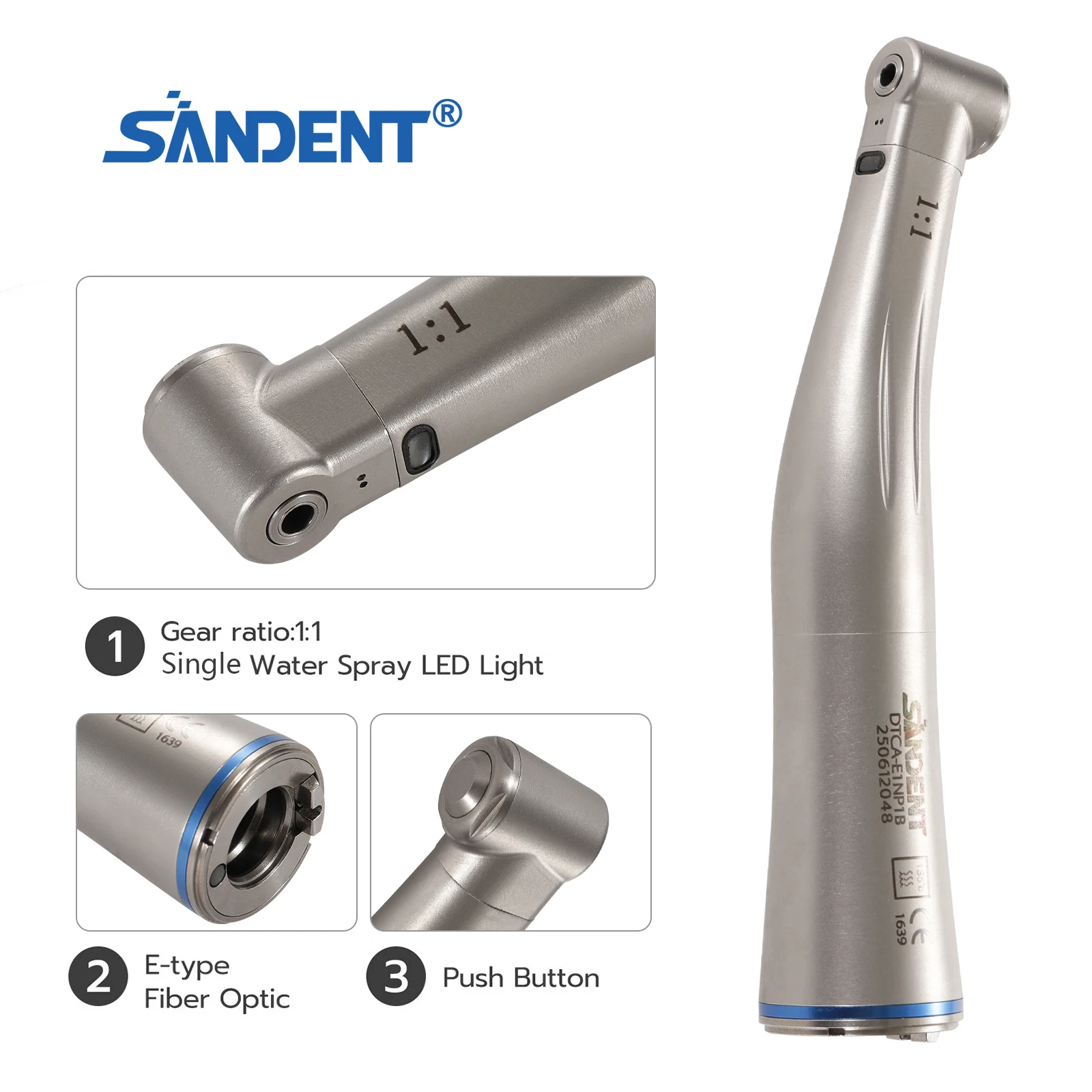 Dental LED Handpiece 1:4.2 45 ° Inner/externa sprayl/1:1/1:5 Increasing Contra Angle Surgical Fiber Optic ceramic bearing