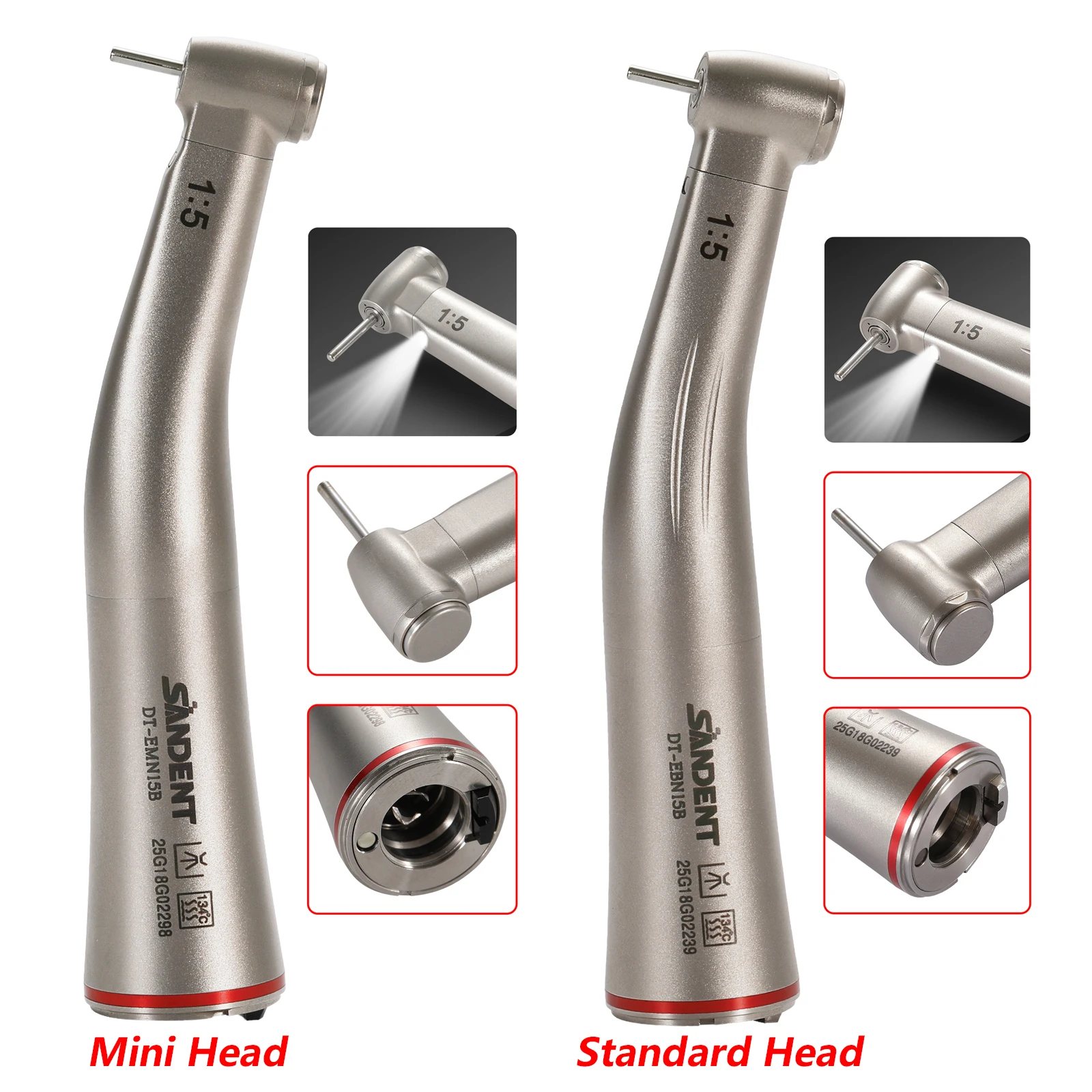 Dental LED Handpiece 1:4.2 45 ° Inner/externa sprayl/1:1/1:5 Increasing Contra Angle Surgical Fiber Optic ceramic bearing
