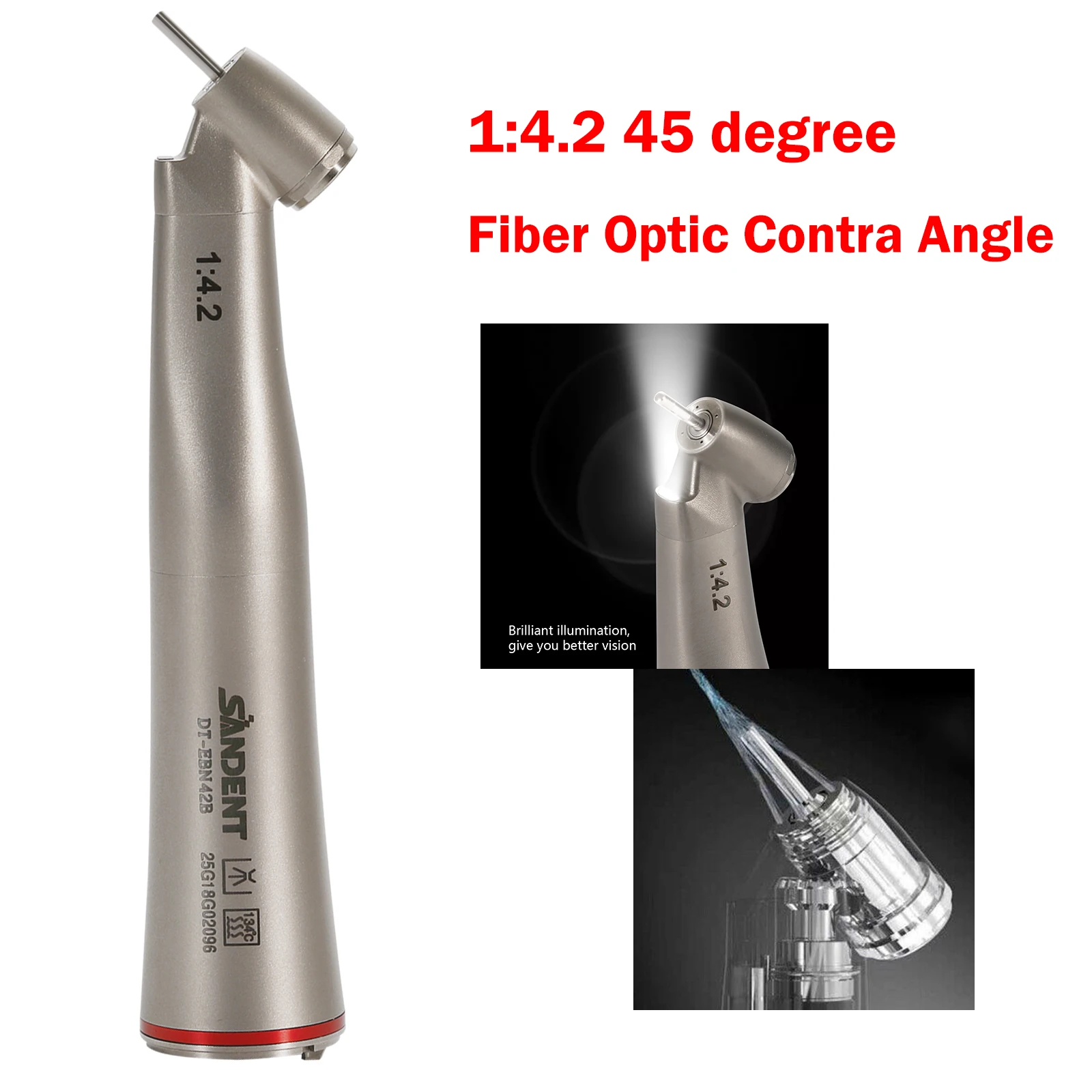 Dental LED Handpiece 1:4.2 45 ° Inner/externa sprayl/1:1/1:5 Increasing Contra Angle Surgical Fiber Optic ceramic bearing