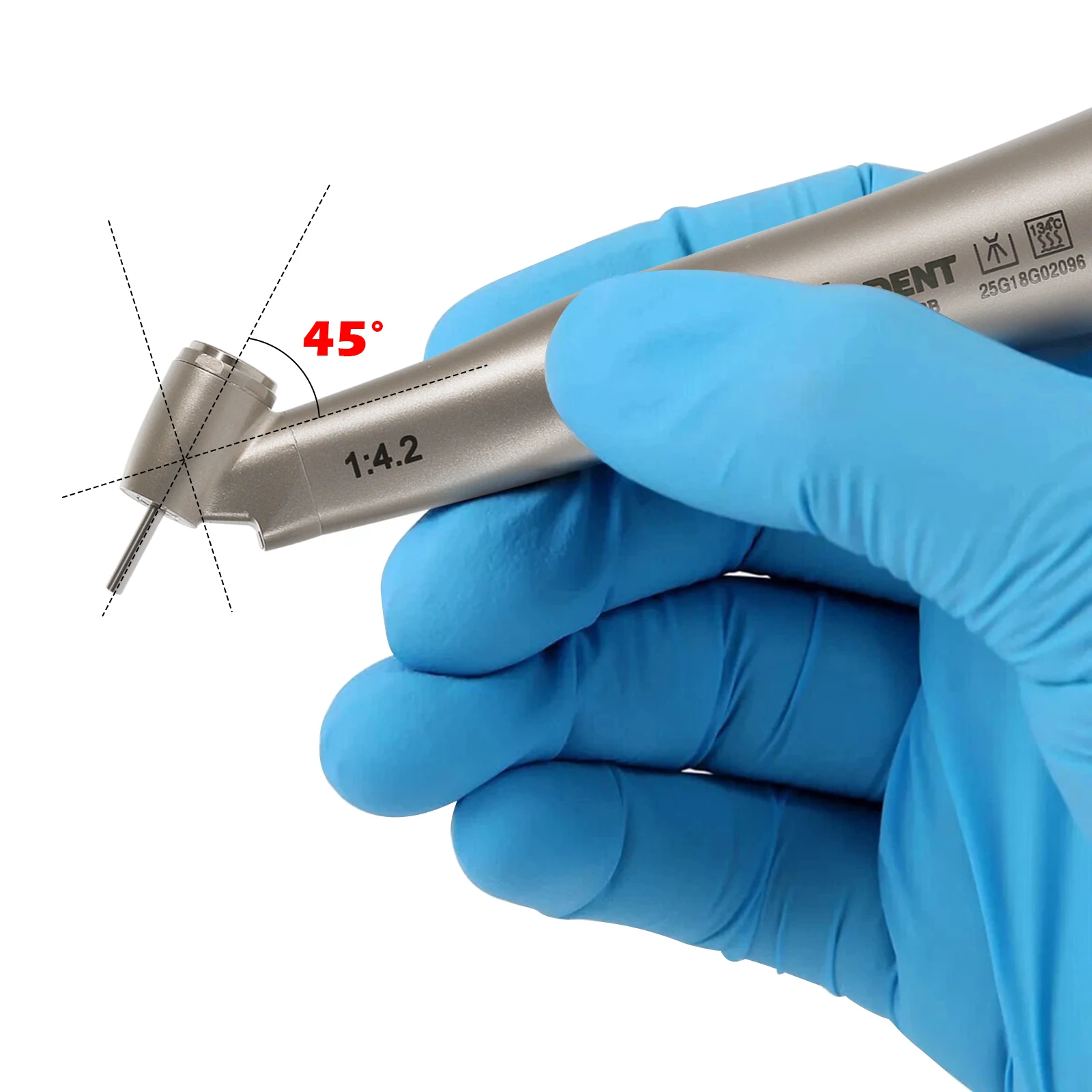 Dental LED Handpiece 1:4.2 45 ° Inner/externa sprayl/1:1/1:5 Increasing Contra Angle Surgical Fiber Optic ceramic bearing