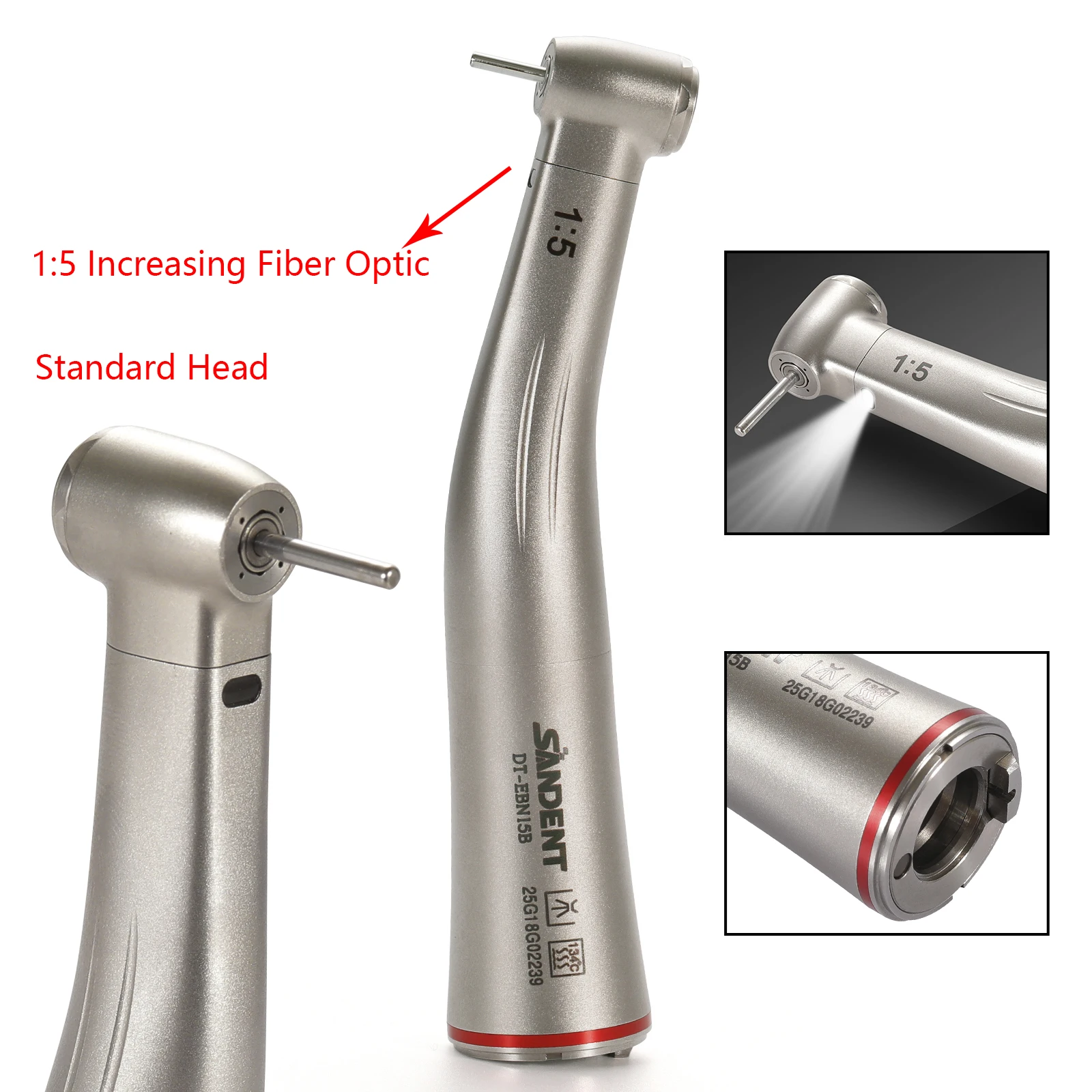Dental LED Handpiece 1:4.2 45 ° Inner/externa sprayl/1:1/1:5 Increasing Contra Angle Surgical Fiber Optic ceramic bearing