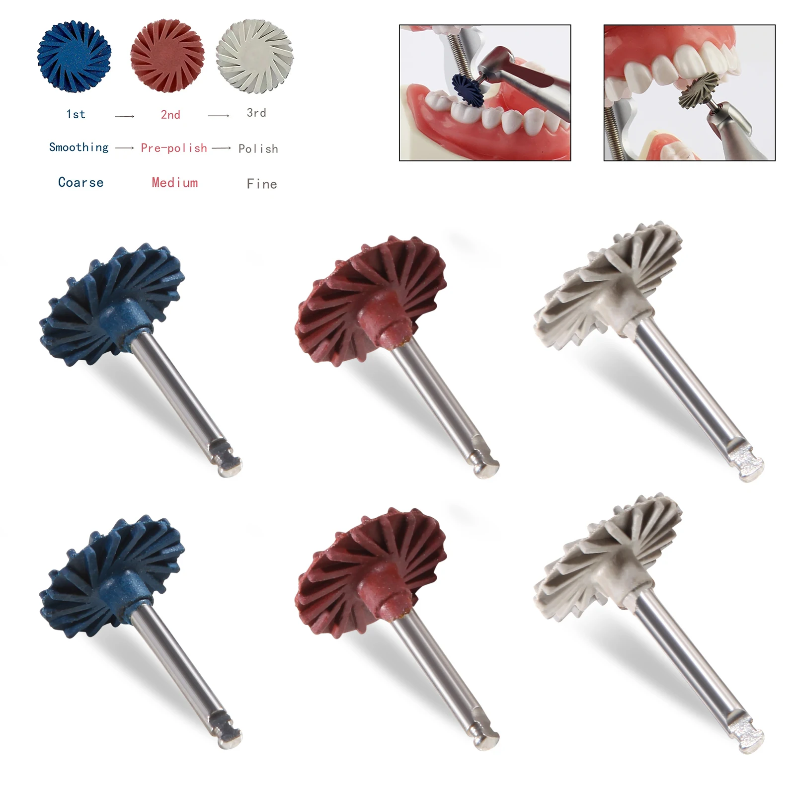 Dental Polishing Wheel Discs Kit RA 2.35mm for Composite Polishing Diamond 14mm Wheel kit 6pcs /Pack
