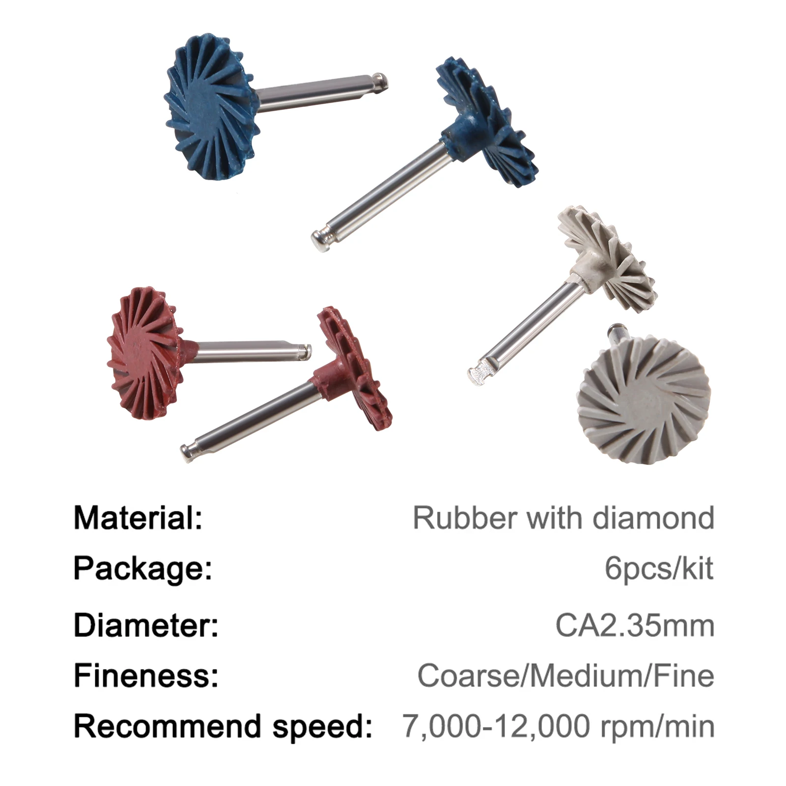 Dental Polishing Wheel Discs Kit RA 2.35mm for Composite Polishing Diamond 14mm Wheel kit 6pcs /Pack
