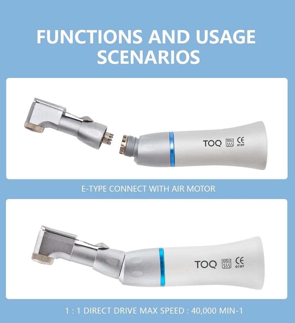 TOQ Dental Low/High Speed Handpiece Kit 2/4 Holes Air Motor External Water Spray Dental Polishing Restoration Tools 5 LED Set