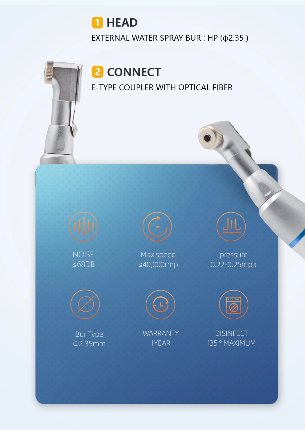 TOQ Dental Low/High Speed Handpiece Kit 2/4 Holes Air Motor External Water Spray Dental Polishing Restoration Tools 5 LED Set