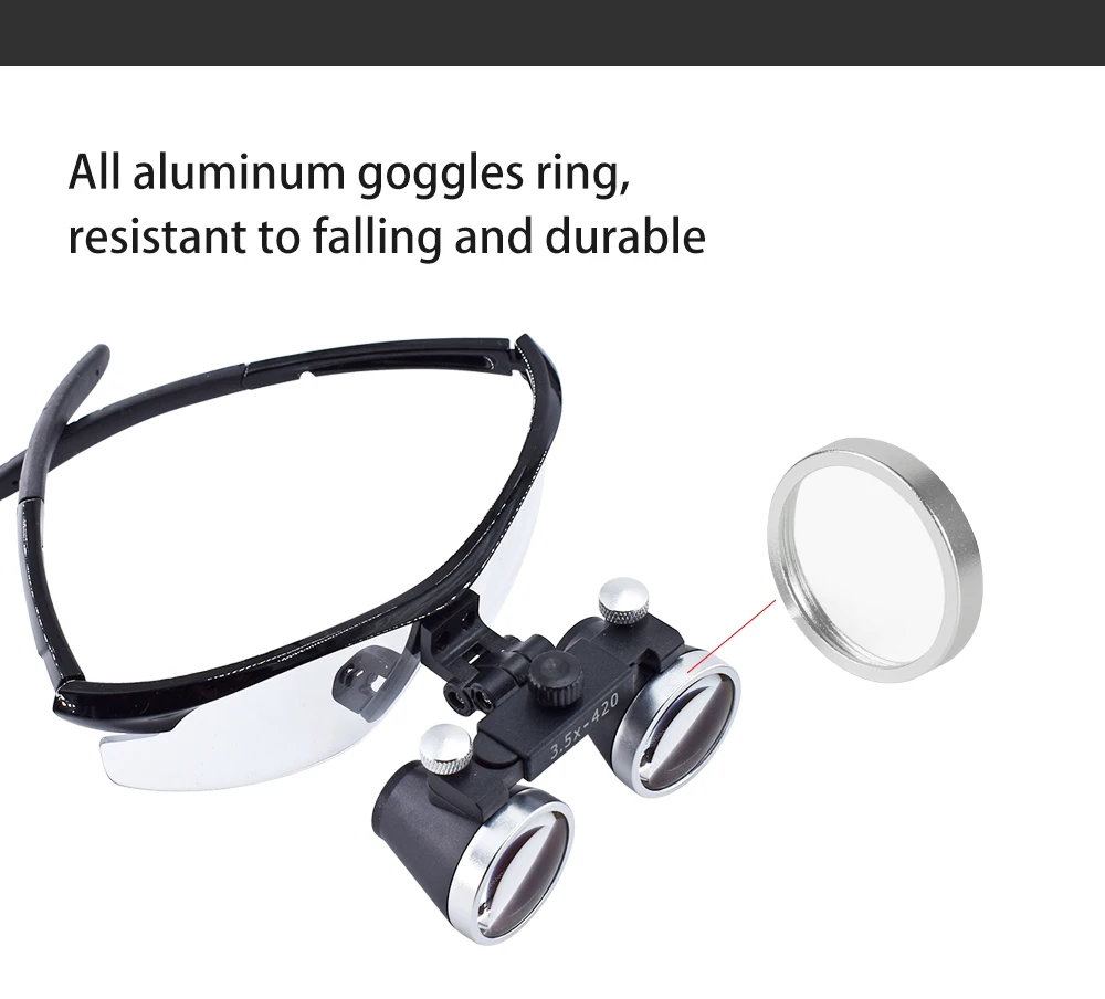 3.5X/2.5X Magnification Binocular Dental Loupe Surgery Surgical Magnifier with Headlight LED Light Medical Operation Loupe Lamp