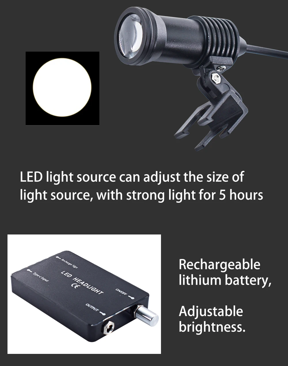 3.5X/2.5X Magnification Binocular Dental Loupe Surgery Surgical Magnifier with Headlight LED Light Medical Operation Loupe Lamp