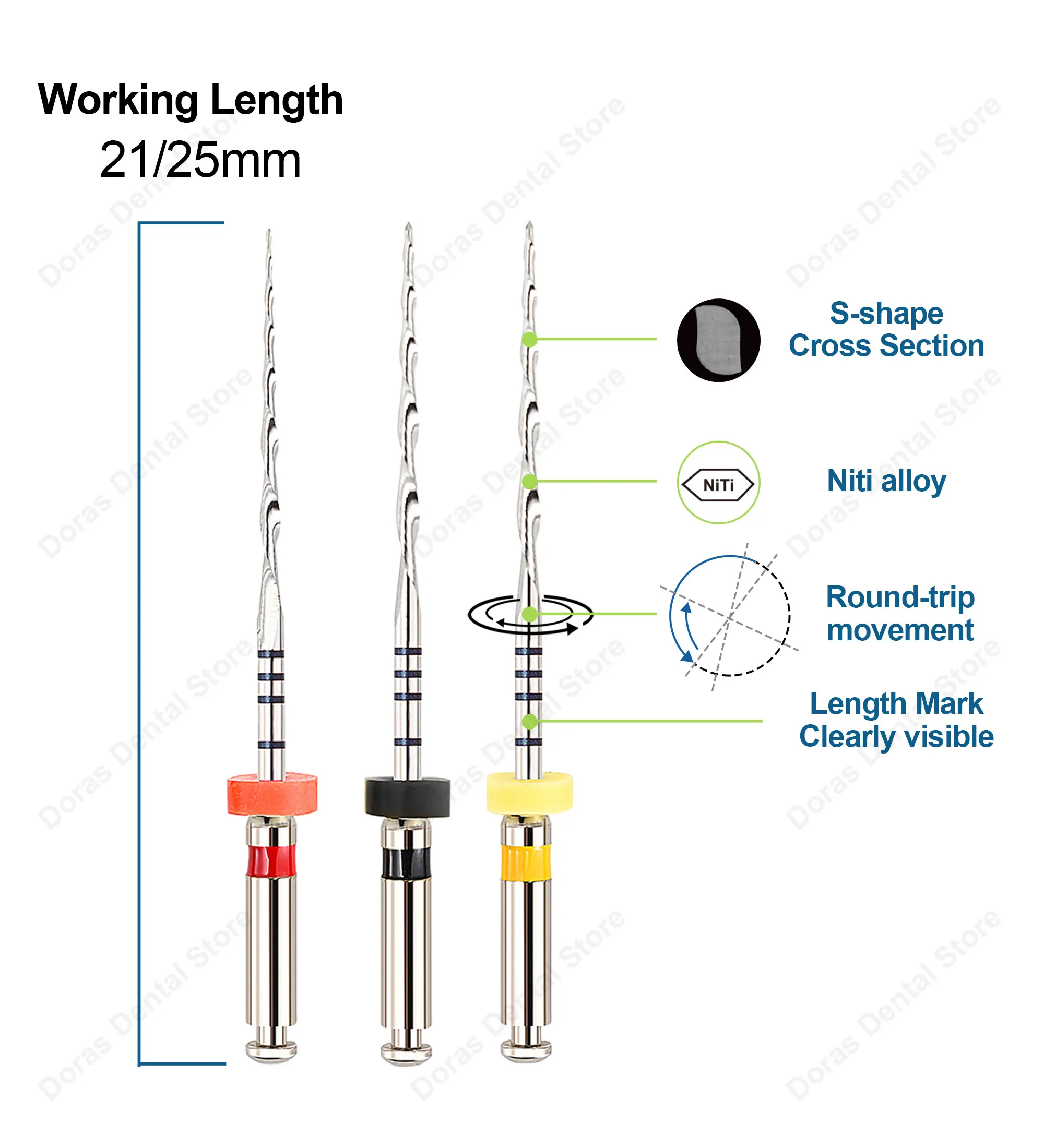 Glin Dental Instruments System Simple Reciprocating Rotary Files Endodontic Materials Root Canal Files 25mm G25 G40 G50