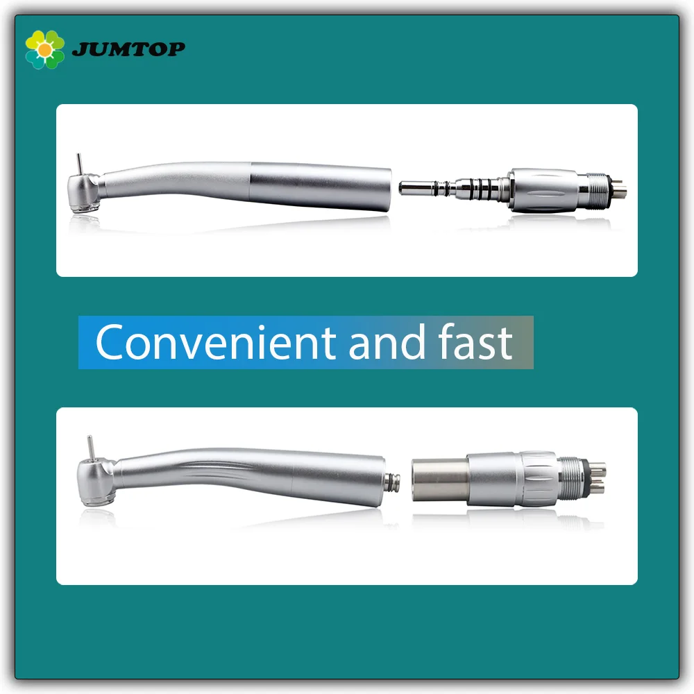 JUMTOP Dental High Speed Handpiece with Quick Coupler Standard Head Push Button LED High Rotation Led Pen fit for NSK KAVO