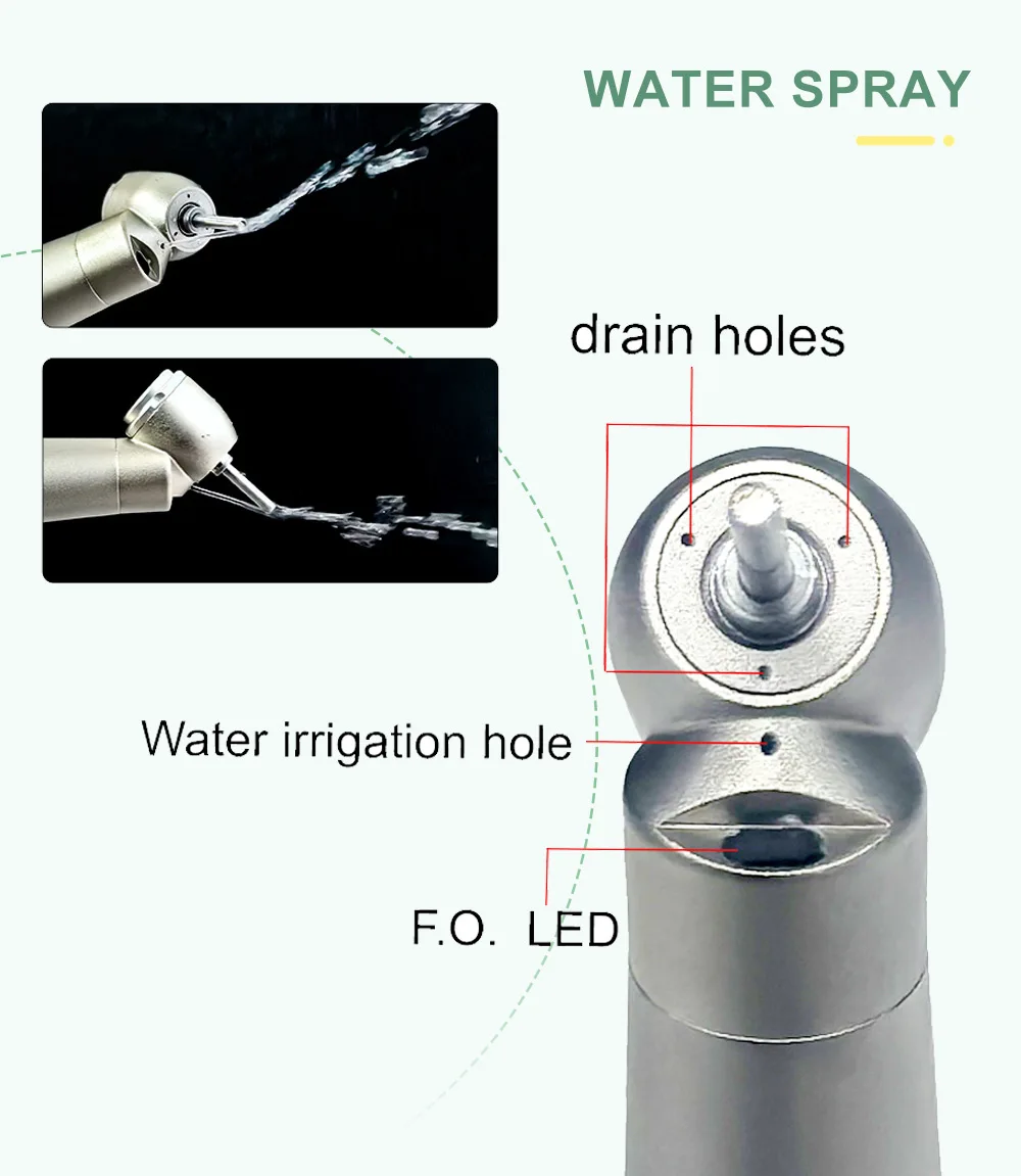 Dental 45 degree head Optical Fiber Turbine high Speed LED handpiece for tooth extraction surgical treatment dentistry