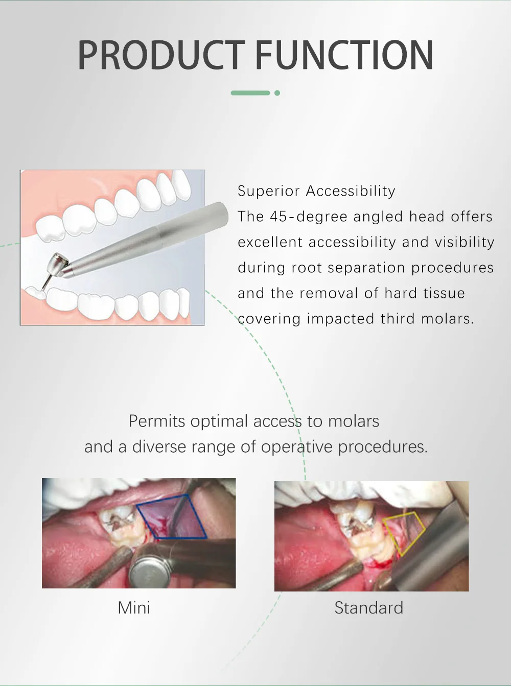 Dental 45 degree head Optical Fiber Turbine high Speed LED handpiece for tooth extraction surgical treatment dentistry