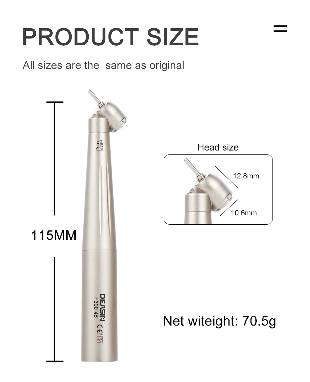 Dental 45 degree head Optical Fiber Turbine high Speed LED handpiece for tooth extraction surgical treatment dentistry