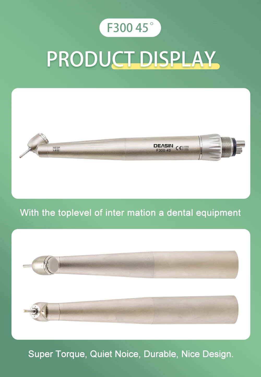 Dental 45 degree head Optical Fiber Turbine high Speed LED handpiece for tooth extraction surgical treatment dentistry