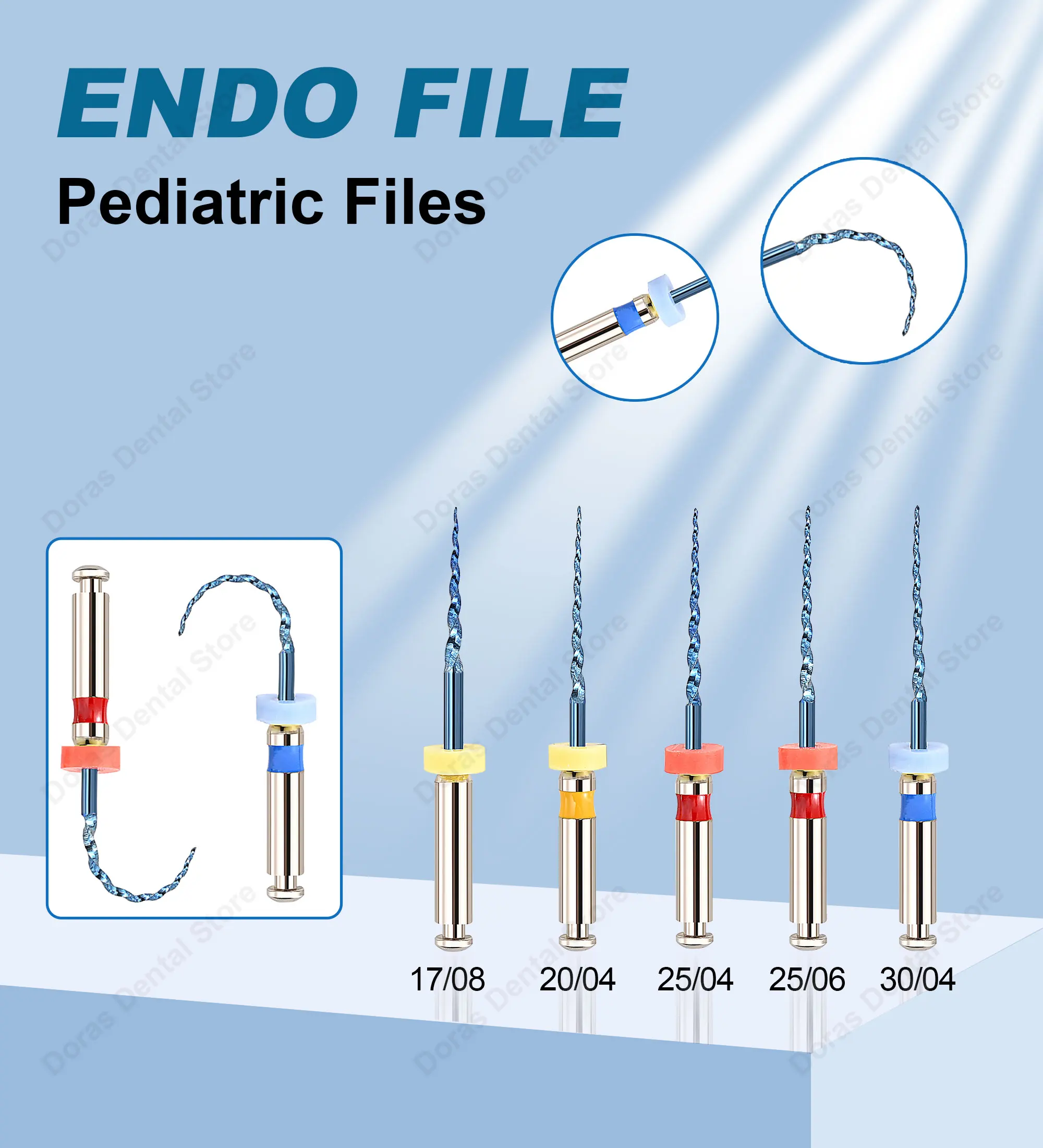 Glin 5Pcs Pediatric Files for Children Dental Snake Movement Niti Heat Activation Endo Files Use For Baby Pediatric Files