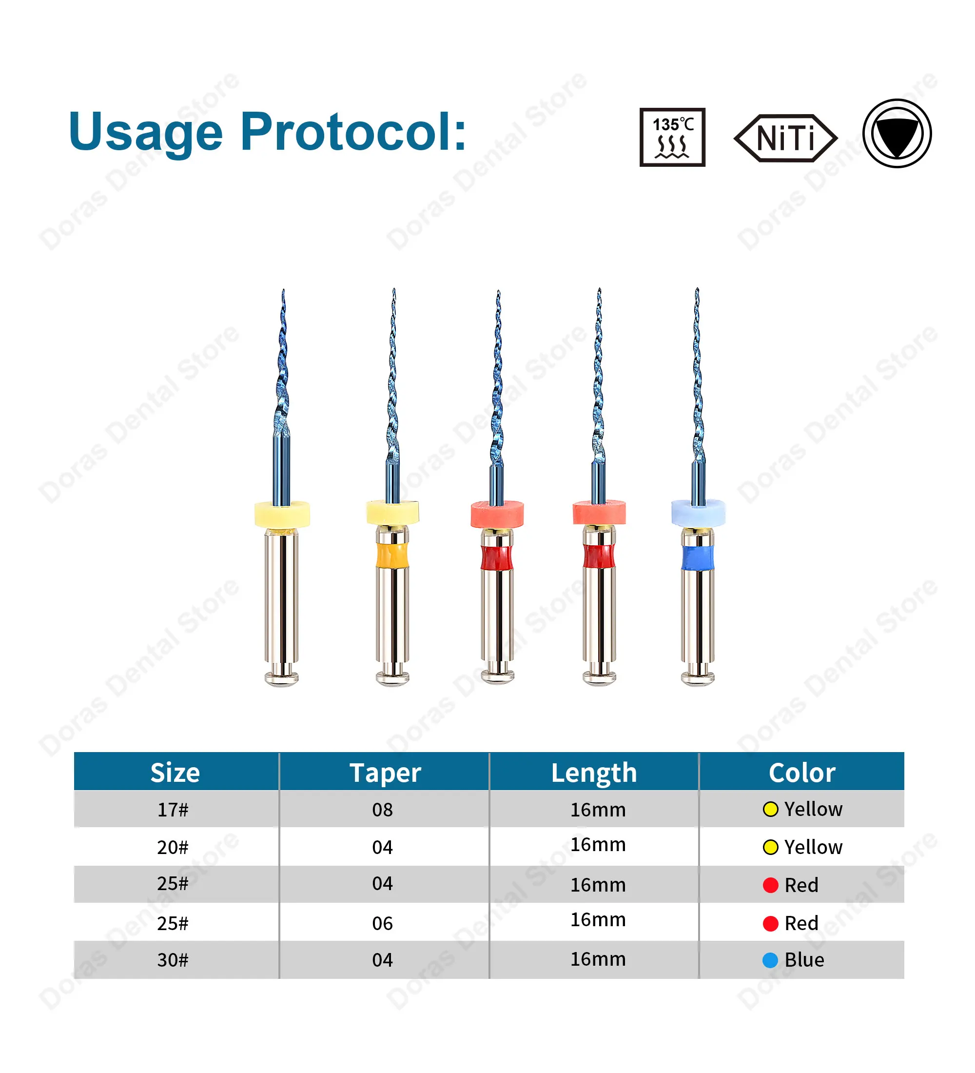 Glin 5Pcs Pediatric Files for Children Dental Snake Movement Niti Heat Activation Endo Files Use For Baby Pediatric Files