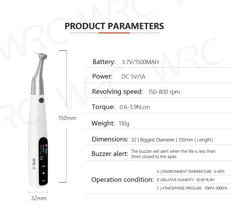 Dental Endo Motor with Apex Locator 2 in 1 Wireless Endodontic Root Canal Treatment 16:1 Contra Angle Dentistry Equipment