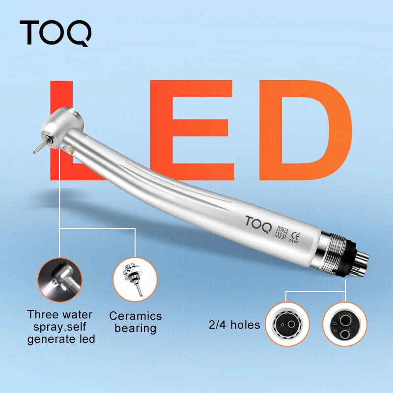 New LED High-Speed Handpiece with Light 2 Hole 4 Hole Water Spray Dental Ceramics Bearing Turbine Rotor