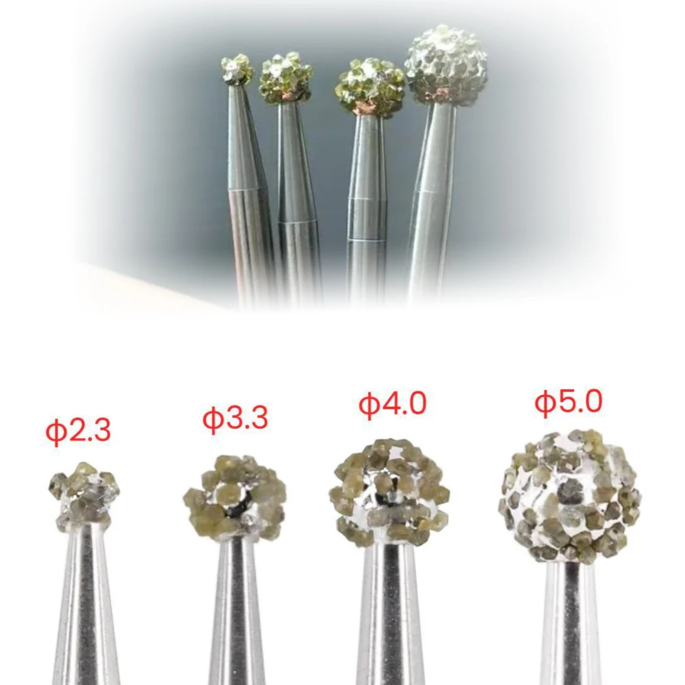 Dental Degranulation Burs Kit for Osseous Debridement & Soft Tissue Removal From Socket Diamond Ball Burs Φ2.3 Φ3.3 Φ4.0 Φ5.0