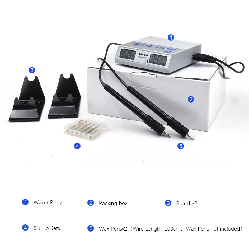 JUMTOP Dental Electric Wax Carving Kit with Double Pen and 6 Wax Tips, Digital Display Waxer Heat Carving Knife Machine