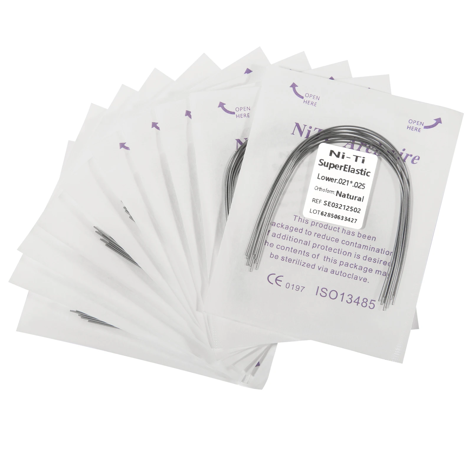 10 packs Dental Orthodontic Super Elastic NiTi Arch Wire Rectangular Natural Form For Dental Orthodontic Treatment