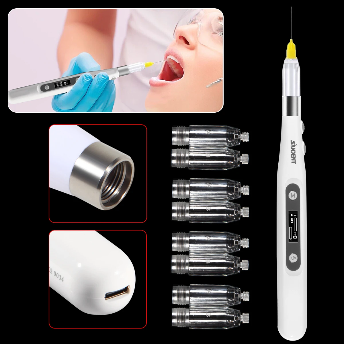 Portable Dental Painless Oral Local Anesthesia Pen Delivery Device with LCD display & Dose tone