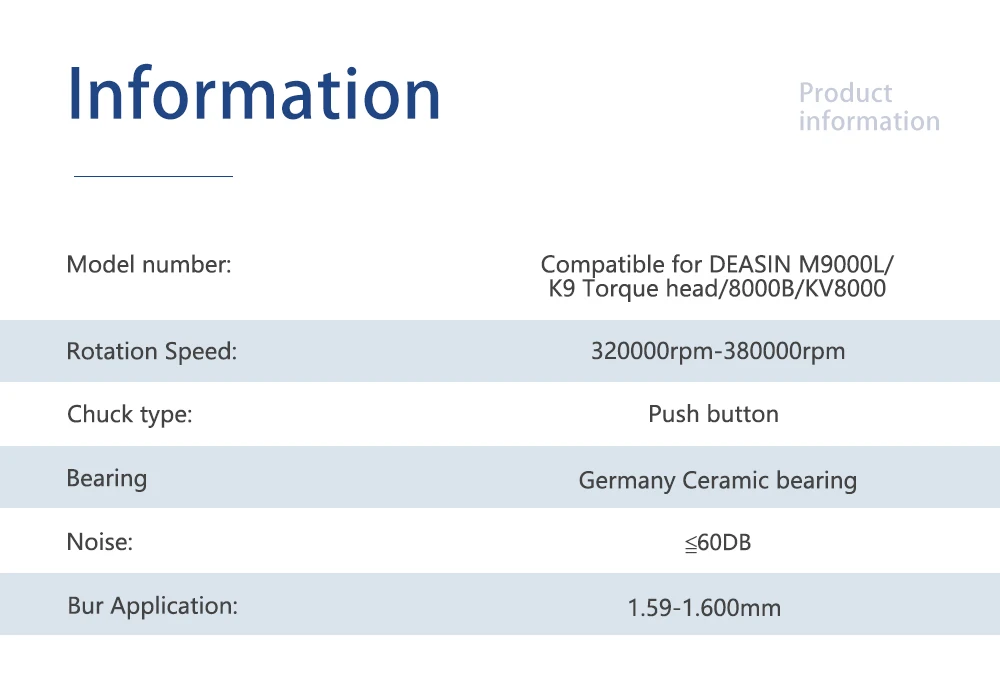 Dental 9000L Cartridge Dentist Rotor For DEASIN Fiber Optic LED Push Button Torque Head High Speed Handpiece Only