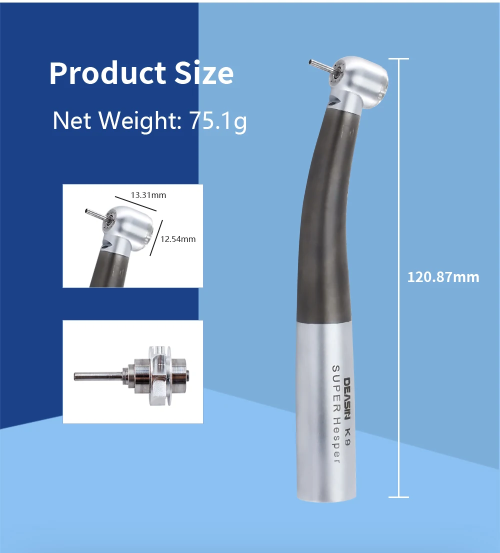 Titanium Alloy Dental Handpiece Optical Fiber Torque Head Air Turbine Ceramic Bearing for KaVo 2/4/6 Hole Connector Dentist Tool