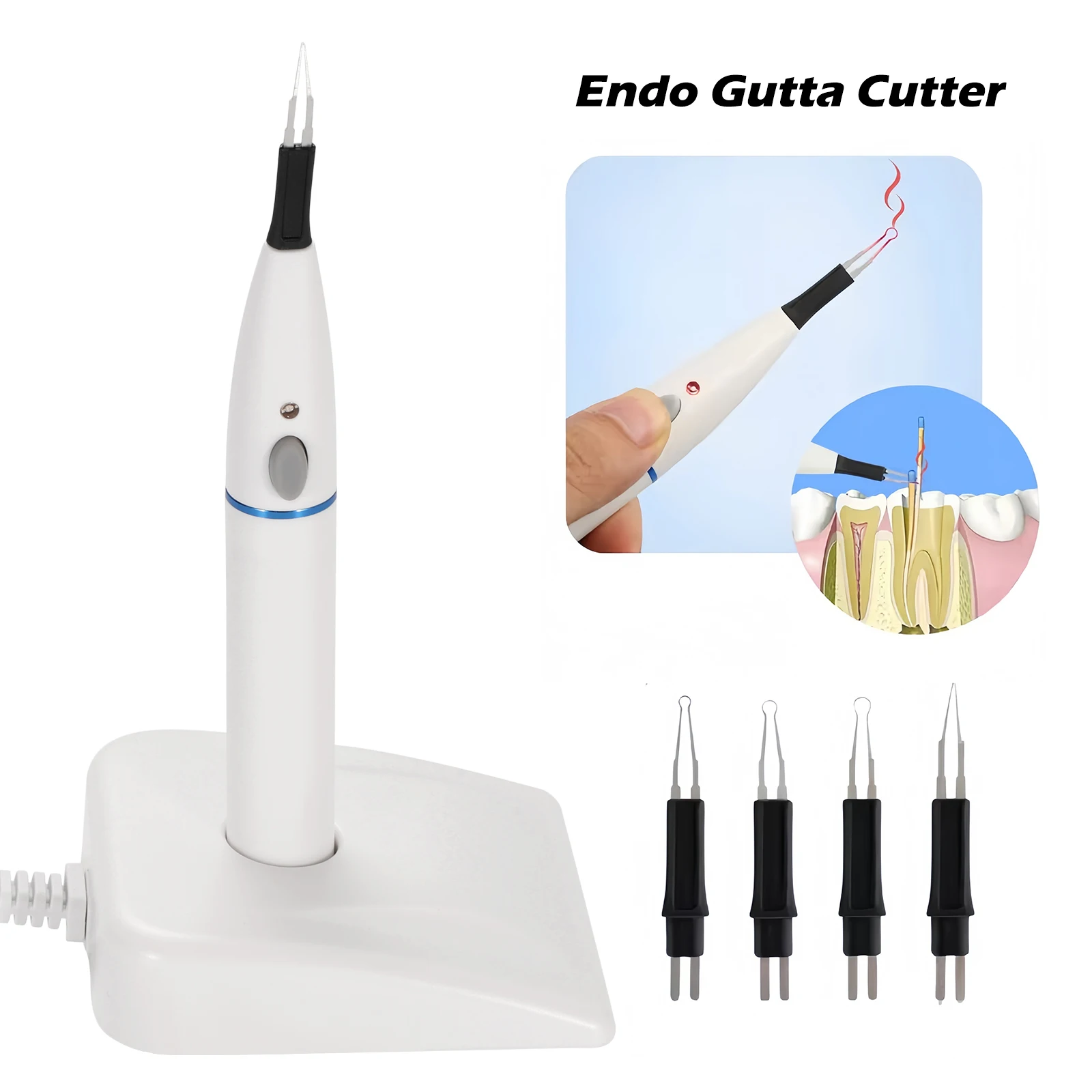 SANDENT Cordless Dental Gutta Percha Tooth Gum Cutter Clinic Machine Dental Heating Cutter with Heated 4 Tips