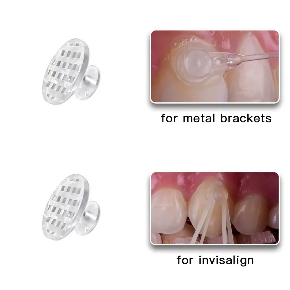 10pcs Dental Orthodontic Crimpable Hook - Lingual Button Long Curved Hooks Mesh Base Bondable Right/Left