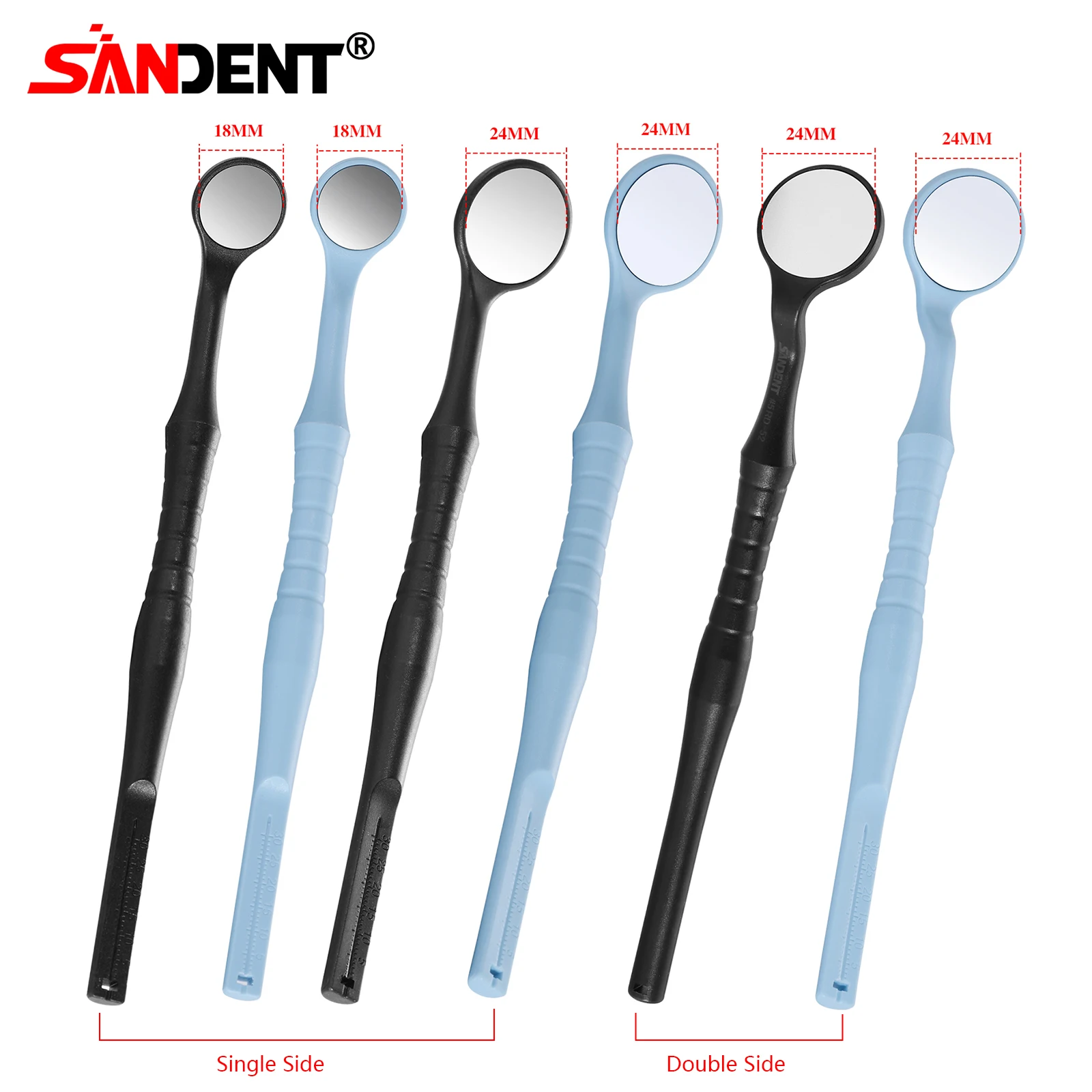 Dental Single/Double Sided Anti-fog Mouth Mirror Oral Mirrors With Handle 18/24mm Autoclavable Replace12PCS Ultra-clear Mirrors