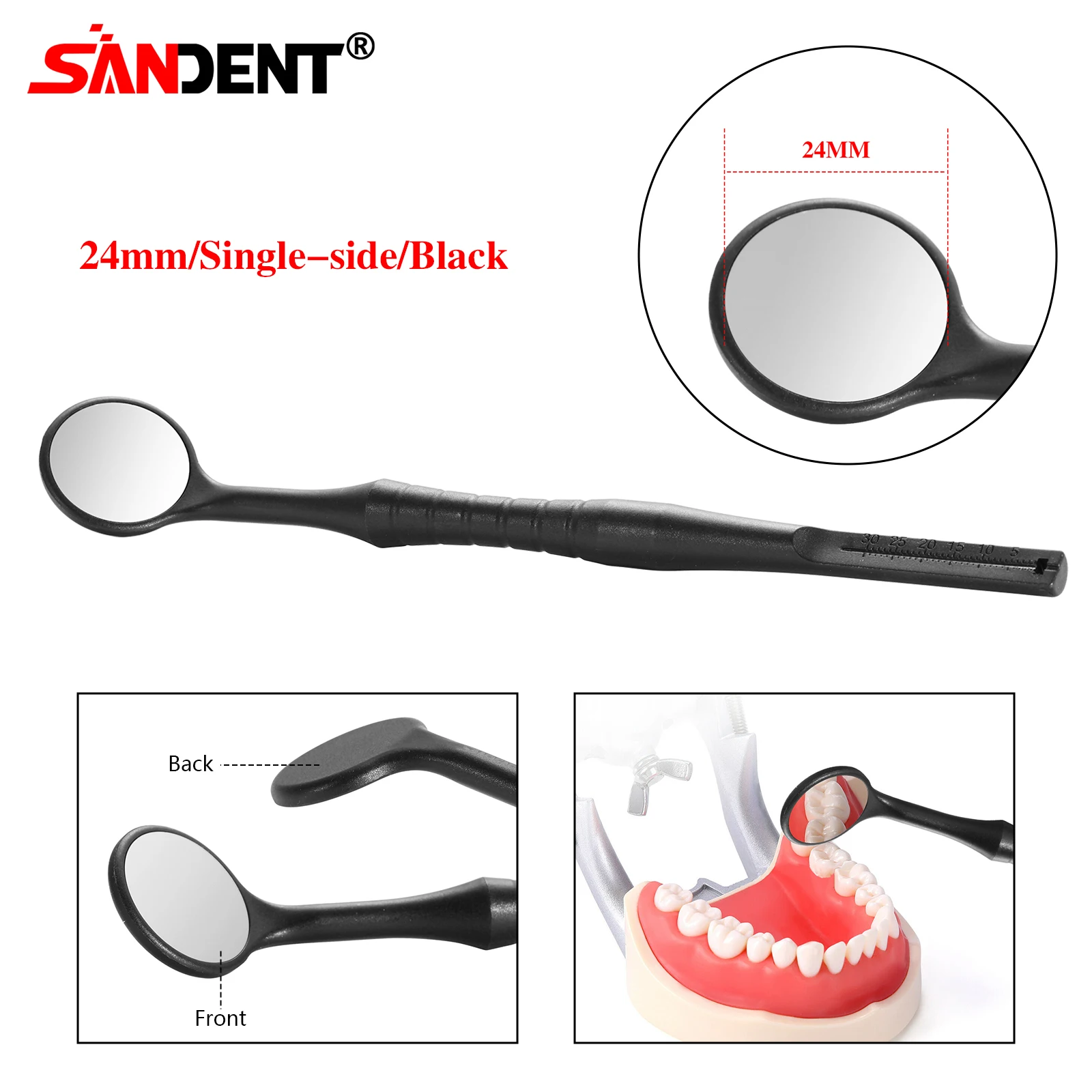 Dental Single/Double Sided Anti-fog Mouth Mirror Oral Mirrors With Handle 18/24mm Autoclavable Replace12PCS Ultra-clear Mirrors