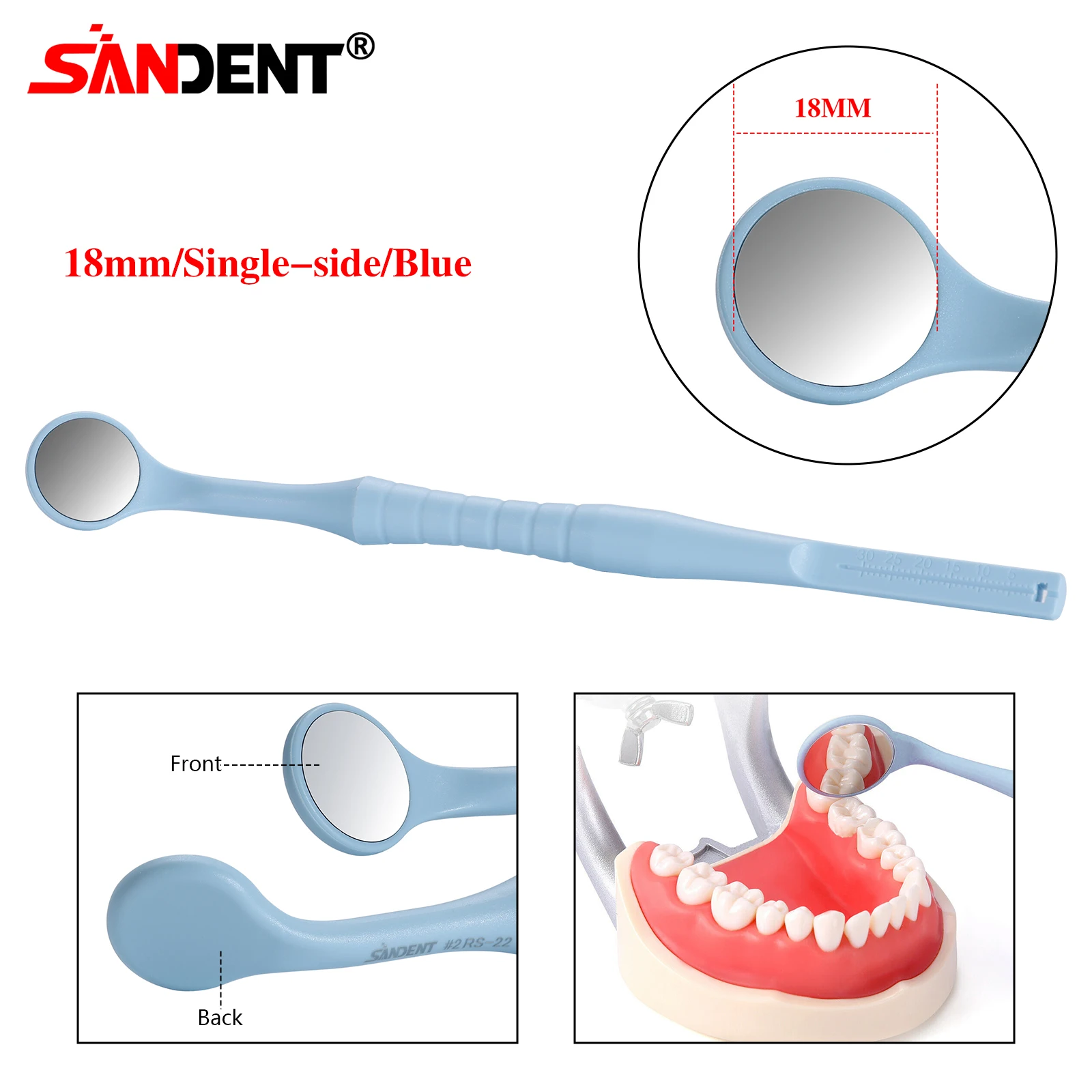 Dental Single/Double Sided Anti-fog Mouth Mirror Oral Mirrors With Handle 18/24mm Autoclavable Replace12PCS Ultra-clear Mirrors