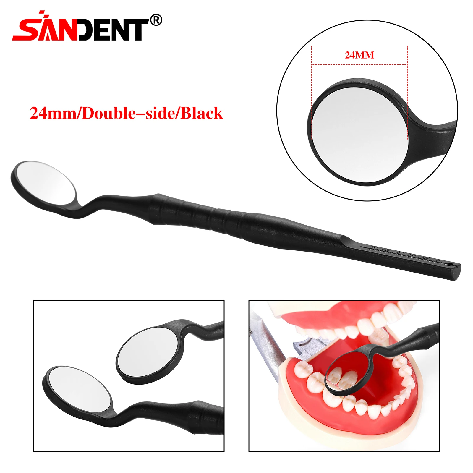 Dental Single/Double Sided Anti-fog Mouth Mirror Oral Mirrors With Handle 18/24mm Autoclavable Replace12PCS Ultra-clear Mirrors