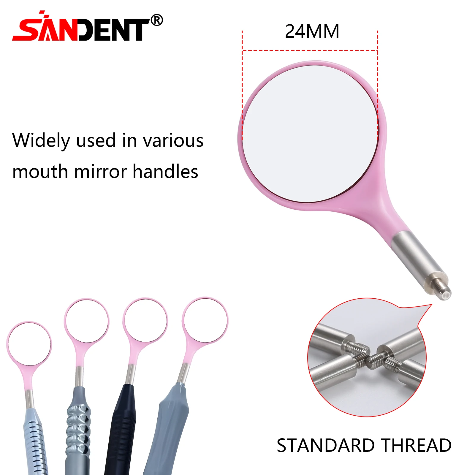 Dental Single/Double Sided Anti-fog Mouth Mirror Oral Mirrors With Handle 18/24mm Autoclavable Replace12PCS Ultra-clear Mirrors