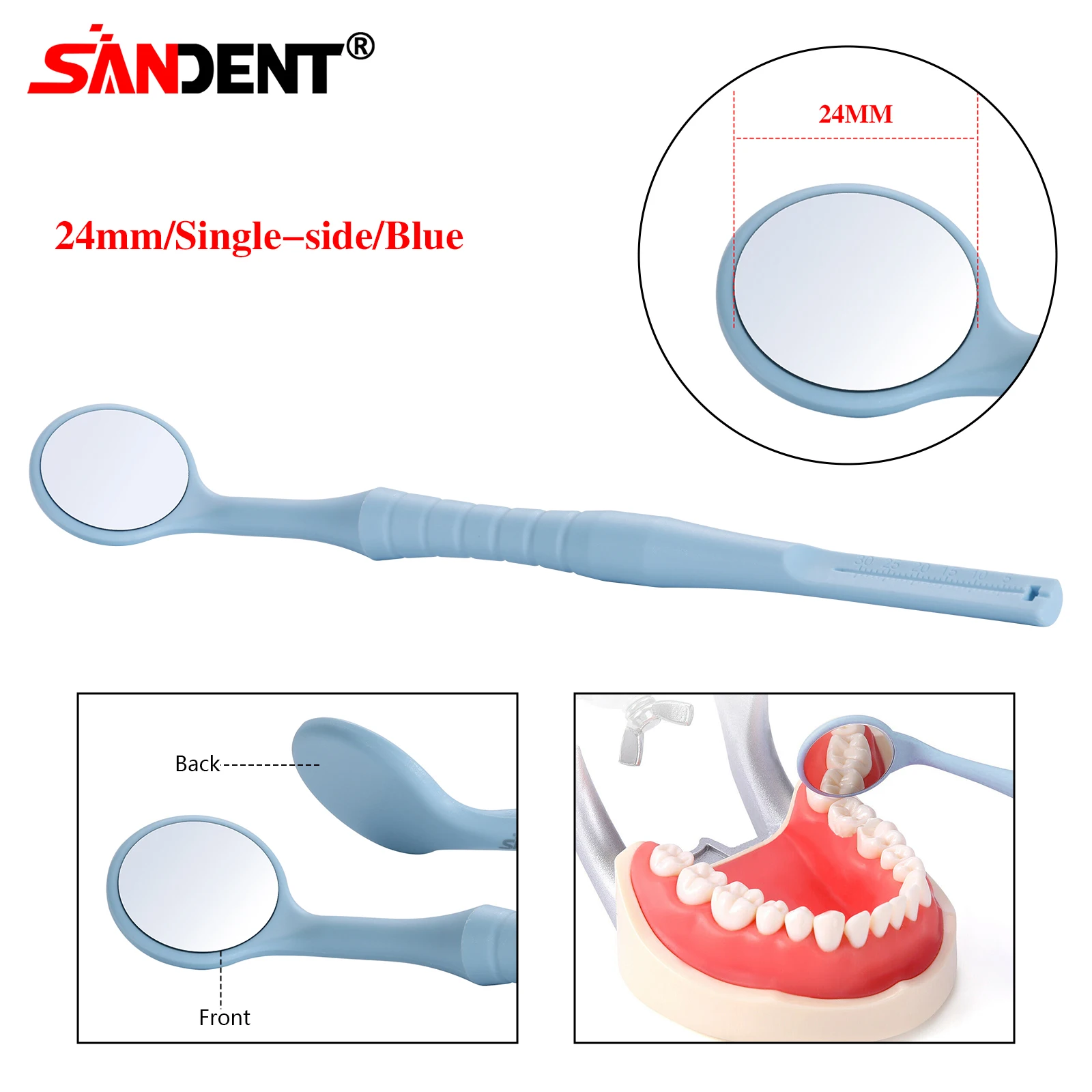 Dental Single/Double Sided Anti-fog Mouth Mirror Oral Mirrors With Handle 18/24mm Autoclavable Replace12PCS Ultra-clear Mirrors