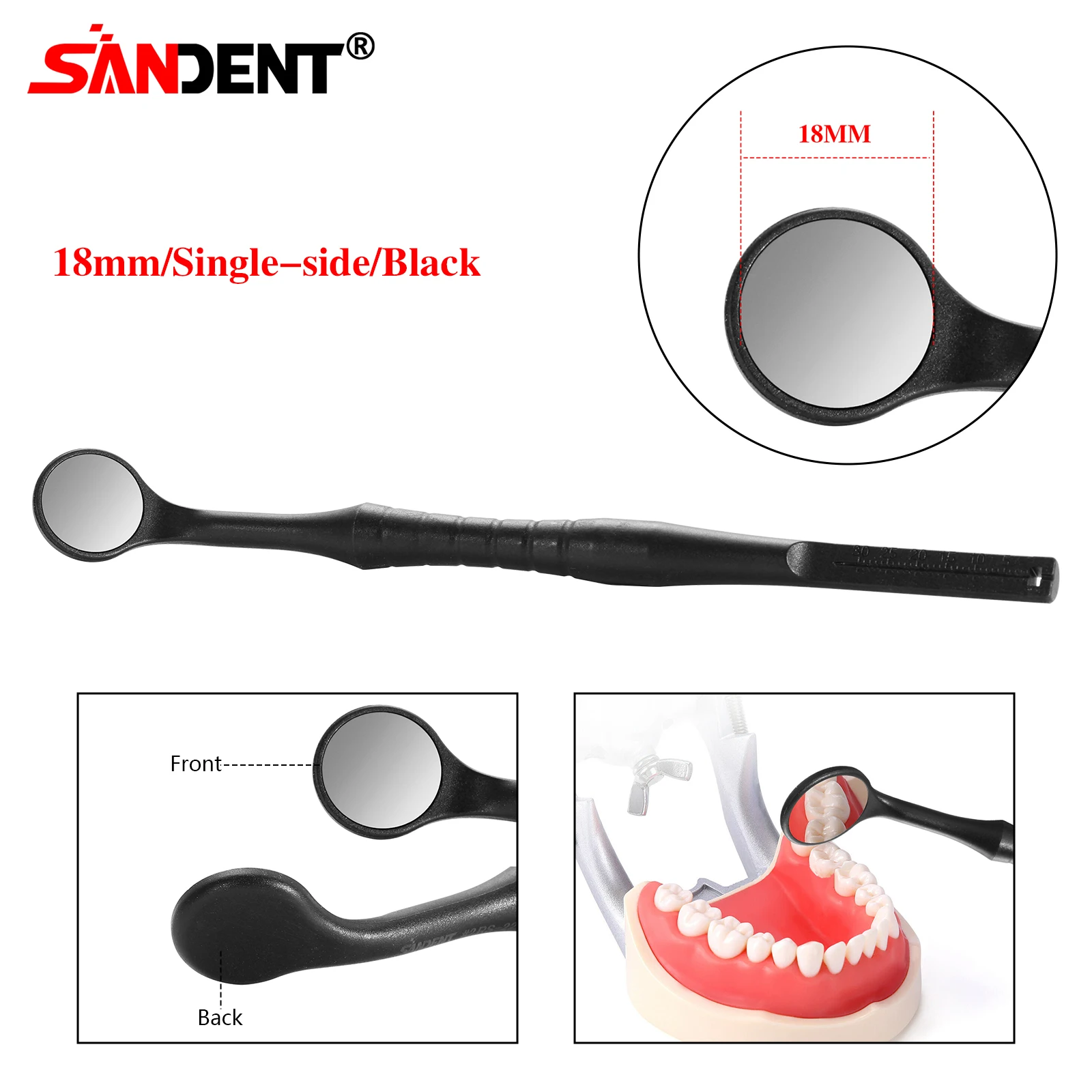 Dental Single/Double Sided Anti-fog Mouth Mirror Oral Mirrors With Handle 18/24mm Autoclavable Replace12PCS Ultra-clear Mirrors