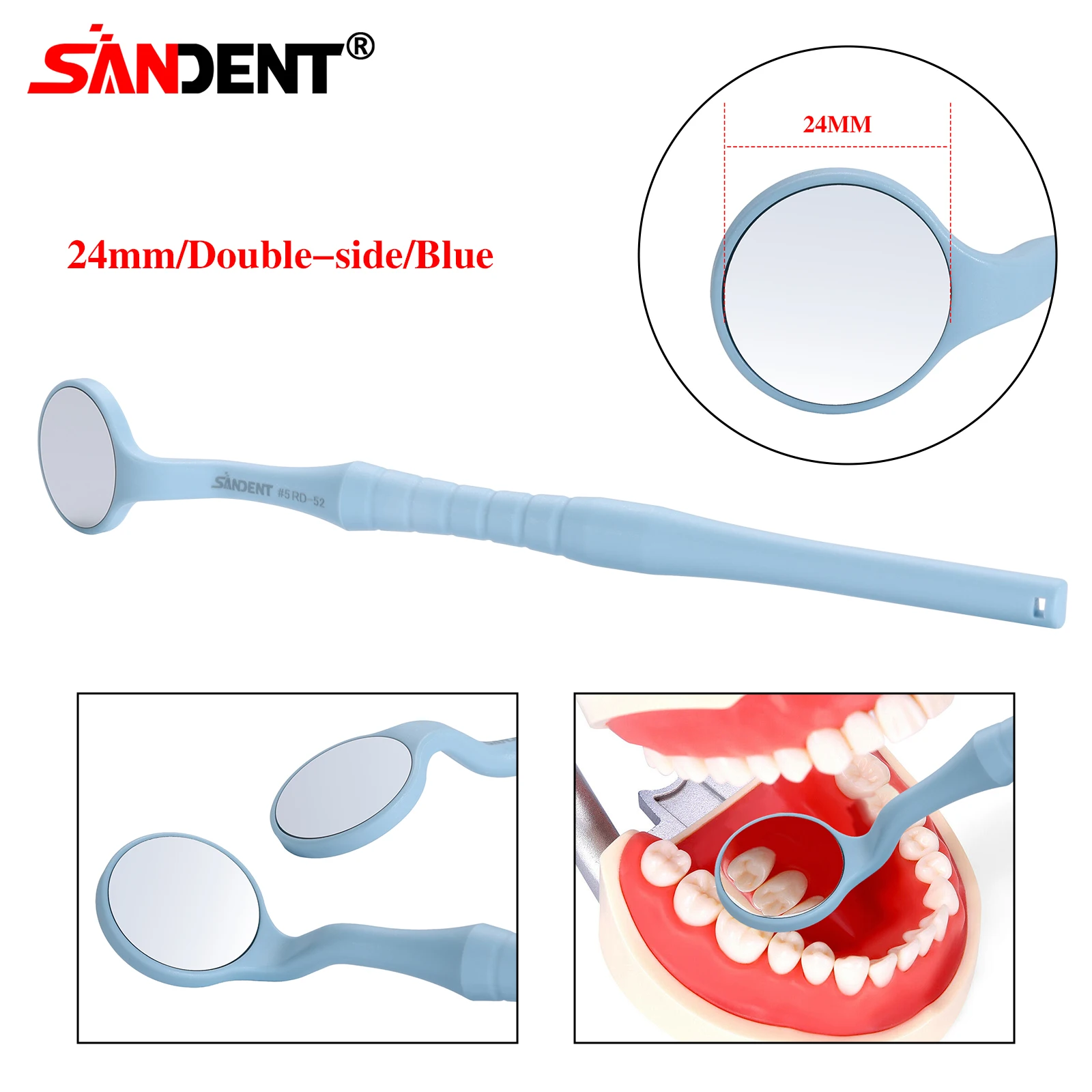 Dental Single/Double Sided Anti-fog Mouth Mirror Oral Mirrors With Handle 18/24mm Autoclavable Replace12PCS Ultra-clear Mirrors