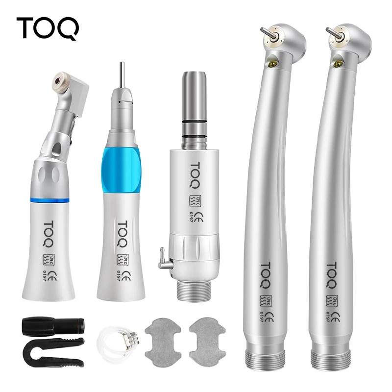 TOQ TOP Saling180~250 KPa Dental LED High & Low Speed Handpiece Kit Straight Contra Angle Air Turbine 2/4 Hole M4 / B2 Whole Set